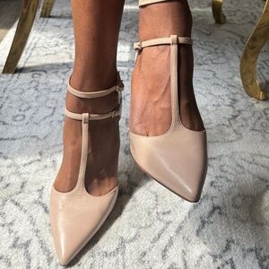 Nude Ankle Strap Pumps Sz 12